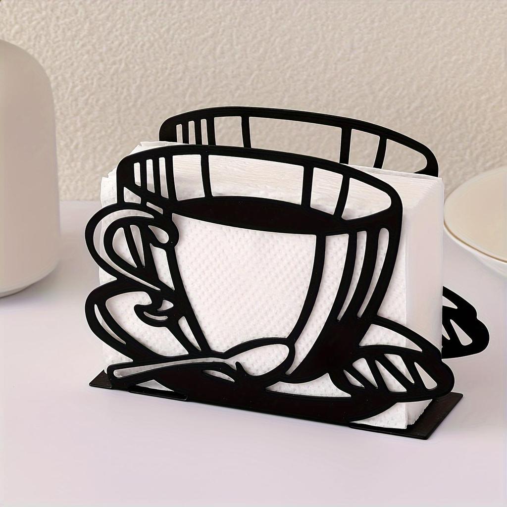 1 unidad de Portarrollos de Metal Vertical con Diseño de Taza de Café para Mesa de Comedor, Decoración de Hogar, Hotel o Cafetería