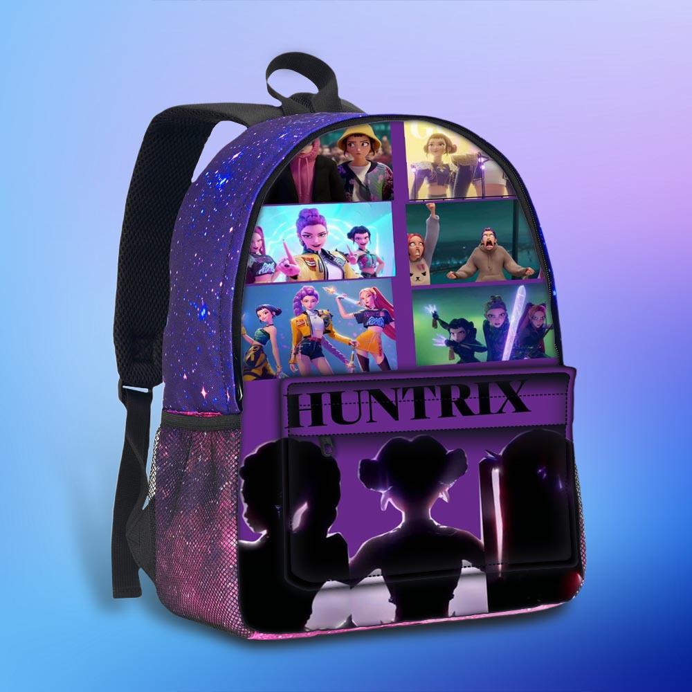 New Hunterx Kpop Starry Sky Backpack for Elementary and Middle School Students (Witch Hunter Girls Anime Cartoon Starry Sky Backpack) 6277