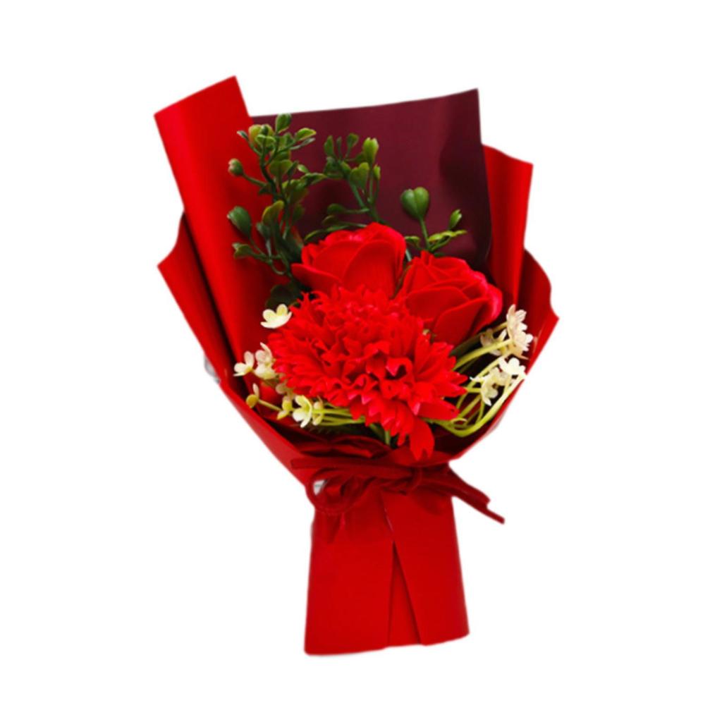 Scented Artificial Flowers Garland Soap Bouquet Realistic Carnations Gift for Valentine’s Day Home Decoration