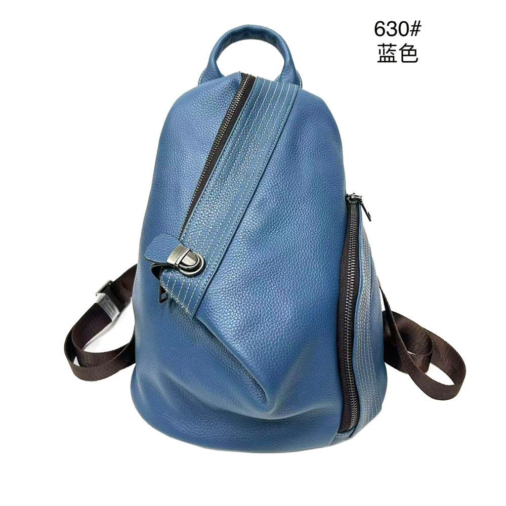 Ladies' Leather Backpack, Women's Bag, Black Top Layer Cowhide Backpack, Zipper Buckle, Anti-theft Buckle Bag