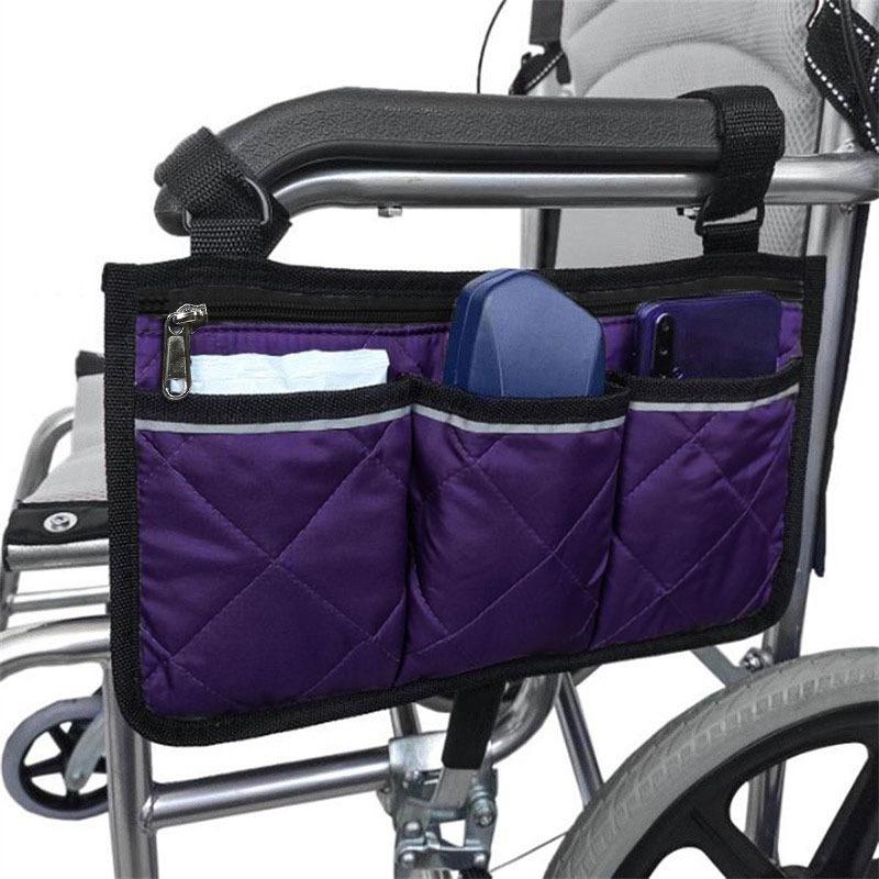 Wheelchair Side Bag With Cup Holder Portable Armrest Storage Pouch For Walker Rollator And Electric Scooter Wheelchairs