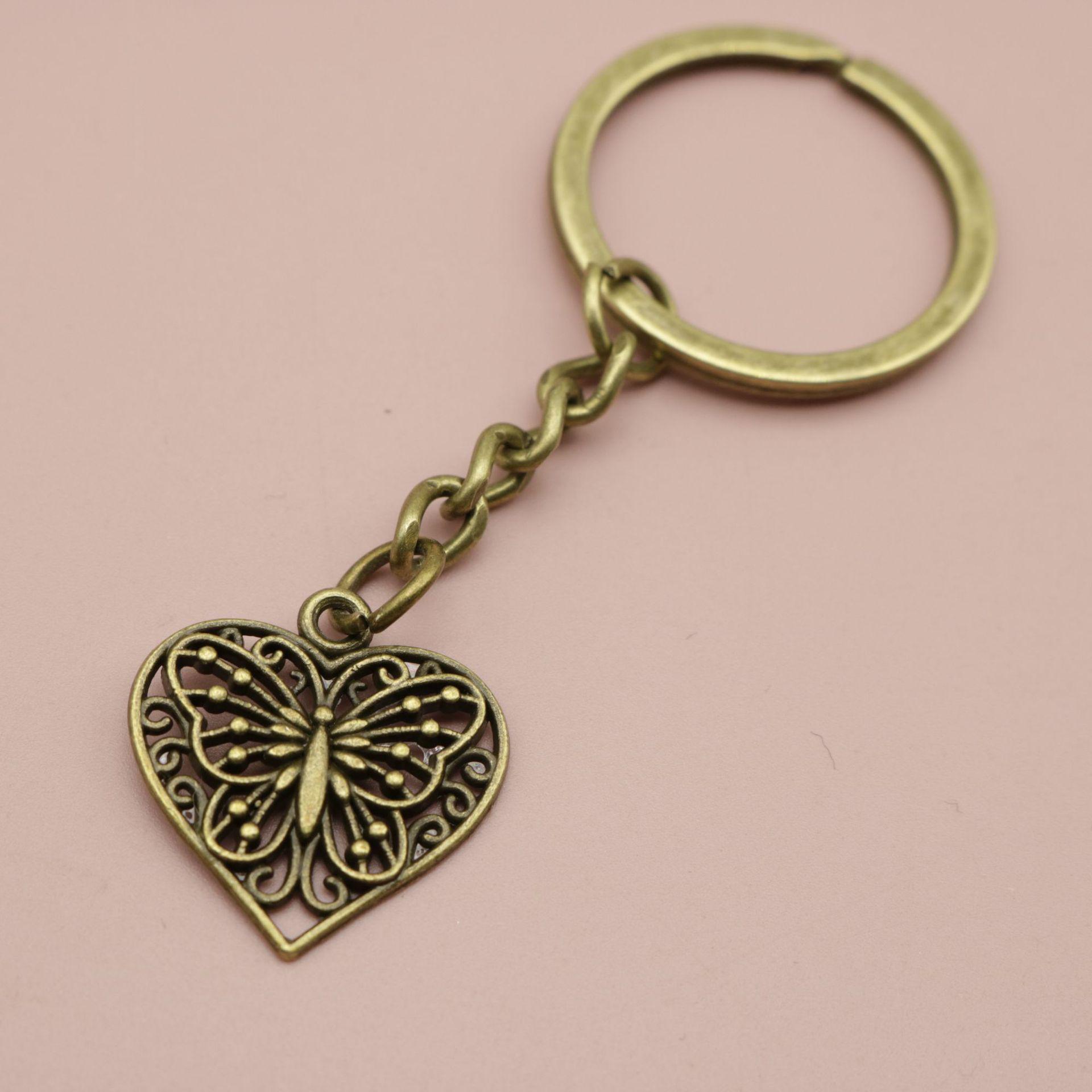 Xiyin Hot Selling Simple Heart & Butterfly Keychain Pendant бронзовый