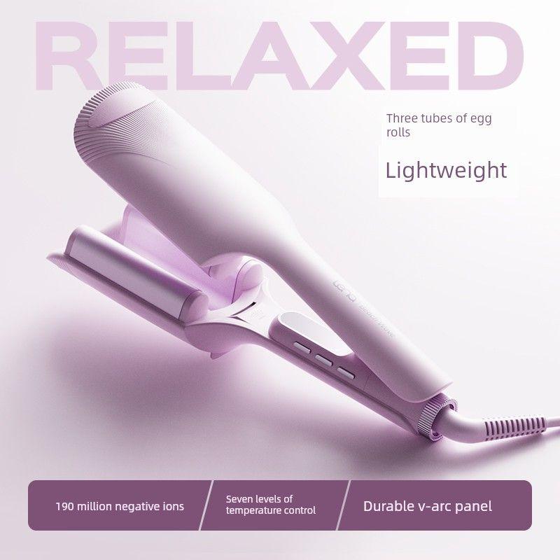 Lena Egg Roll Hair Curler 32mm Three-Tube Egg Hair Curler Deep V Large Roll Negative Ion Splint Curly Hair Water Ripple 32mm Three-Tube Egg Roll (Light Version)