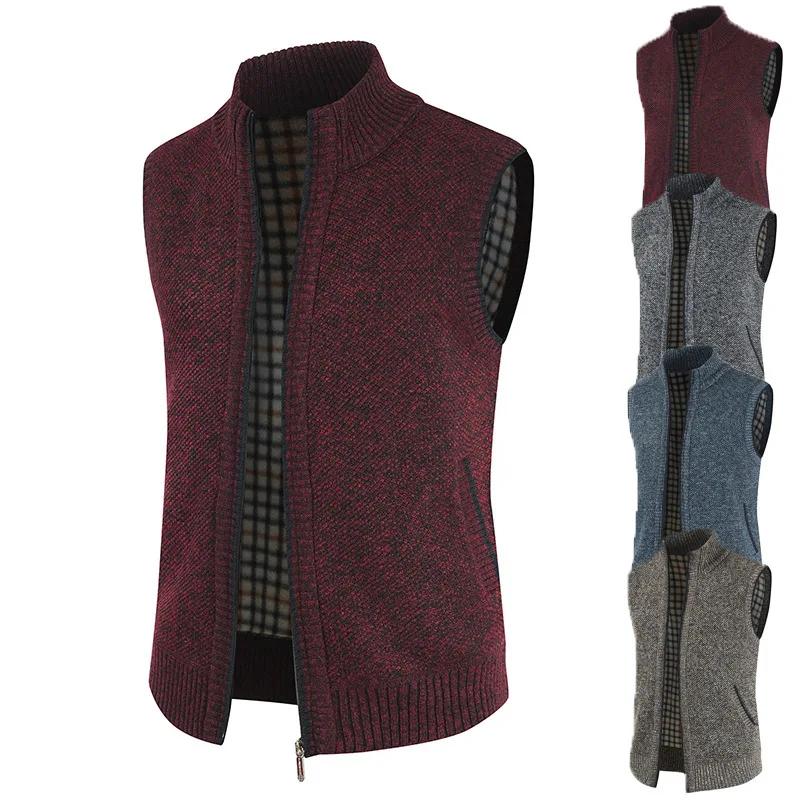 Autumn and Winter Men's Coat Warm Outer Wear Vest Casual Sleeveless Jacket Thermal Stand Collar Waistcoat