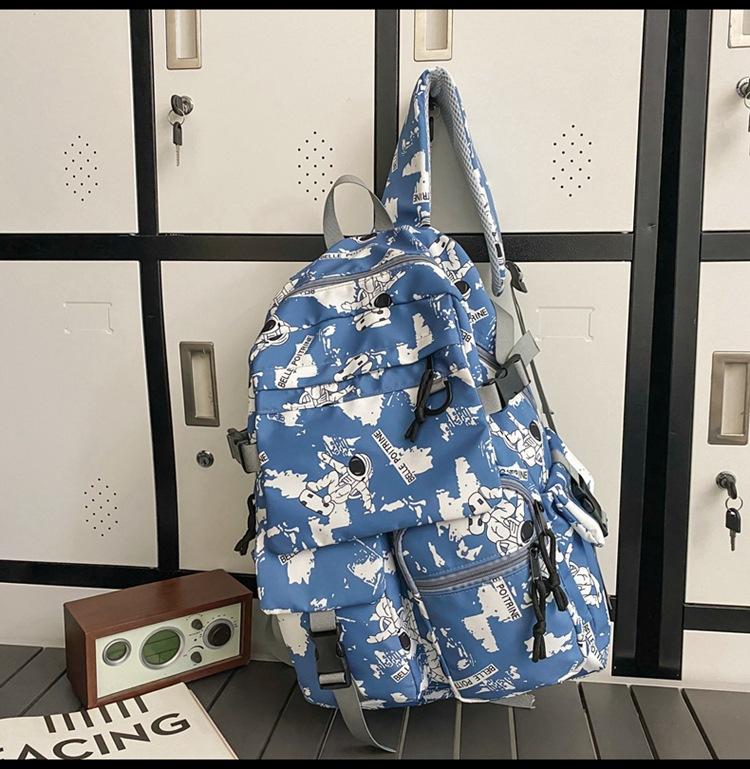 School bag large capacity multi-compartment tide cool junior high school students design sense versatile personality graffiti back
