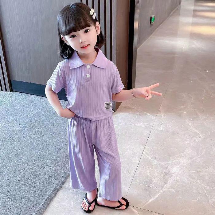 Girls' Summer Trendy Short-Sleeve Sports Suit - Stylish Two-Piece Set for Baby Girls