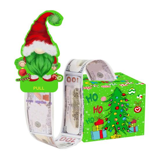 Christmas Money Box Pull-out Cash Gift Box DIY Holiday Money Gift Box with Transparent Bags Christmas Money Holder Pull Box for Kids Adults