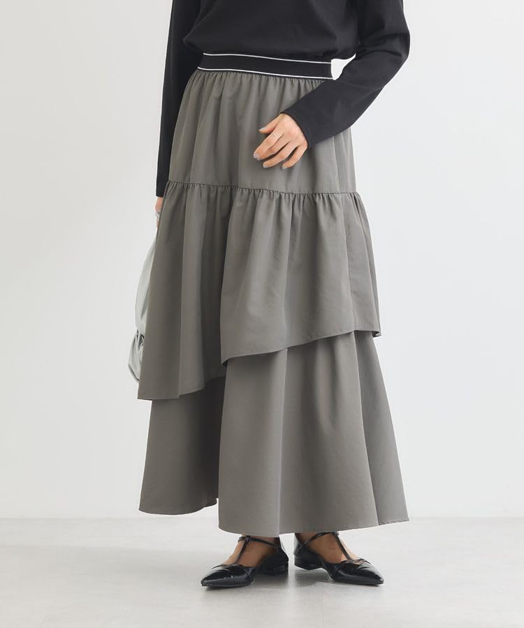 Green Parks Waistline Ruffle Tiered Skirt 06000262400 Charcoal Gray F Women's