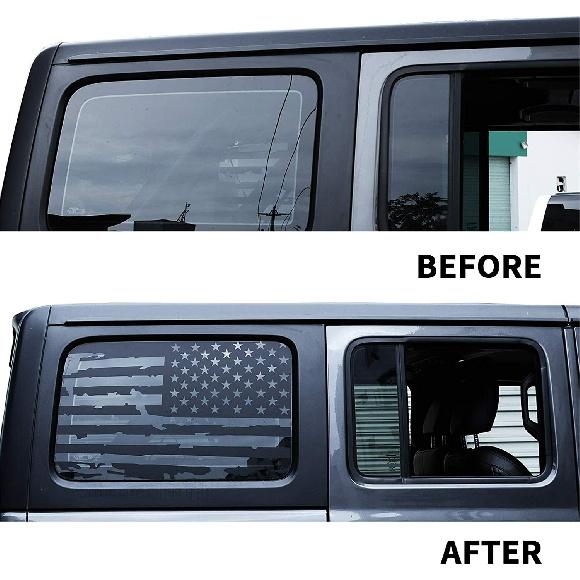 Black Rear Window Trim Decor Sticker USA Flag Decal for Jeep Wrangler JL 4Dr 18+