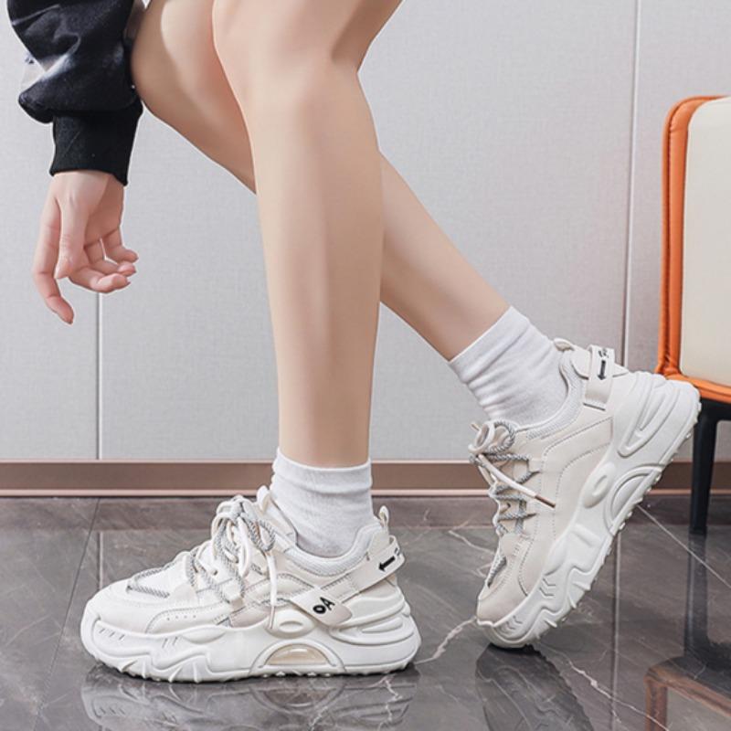 Women's Sneakers 2025Autumn New Platform Running Shoes Korean Style Trend White Lace Up Jogging Trainers Zapatillas De Mujer