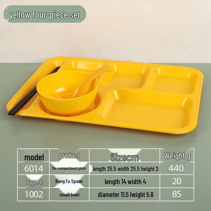 A5 Melamine 6-Compartment Rectangular Canteen Tray