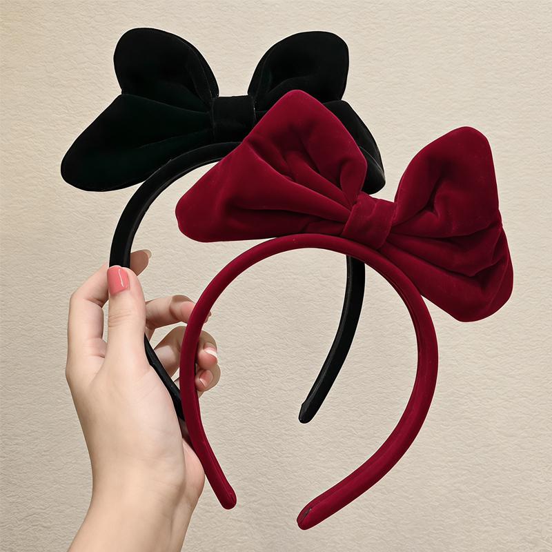 Velvet Big Bow Red Headband Ladies Elegant Temperament High Cranial Headband Girls Cute Headband