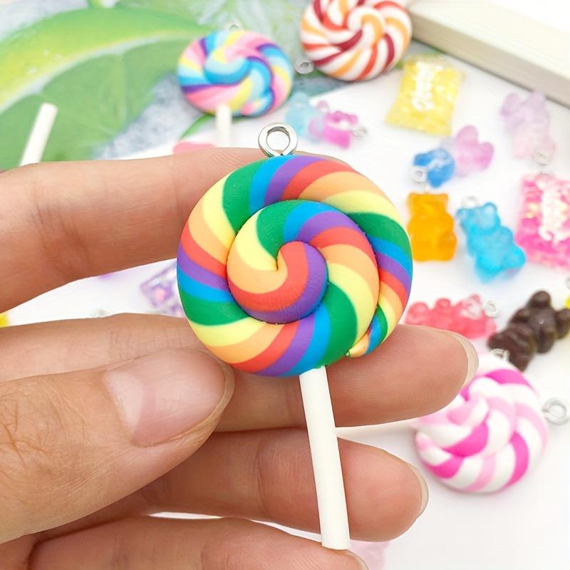 5/10/20pcs Colorful Candy Pendant Polymer Clay Candy Candy Pendant Mobile Strap Key Bag Decoration DIY Jewelry Making