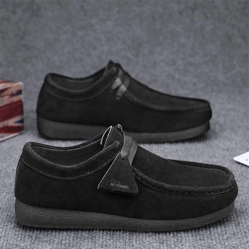 Fashion Khaki Casual Shoes For Men Suede Leather Loafers Men Platform Slip-on Men's Driving Shoes Lightweight Leisure Men Shoes