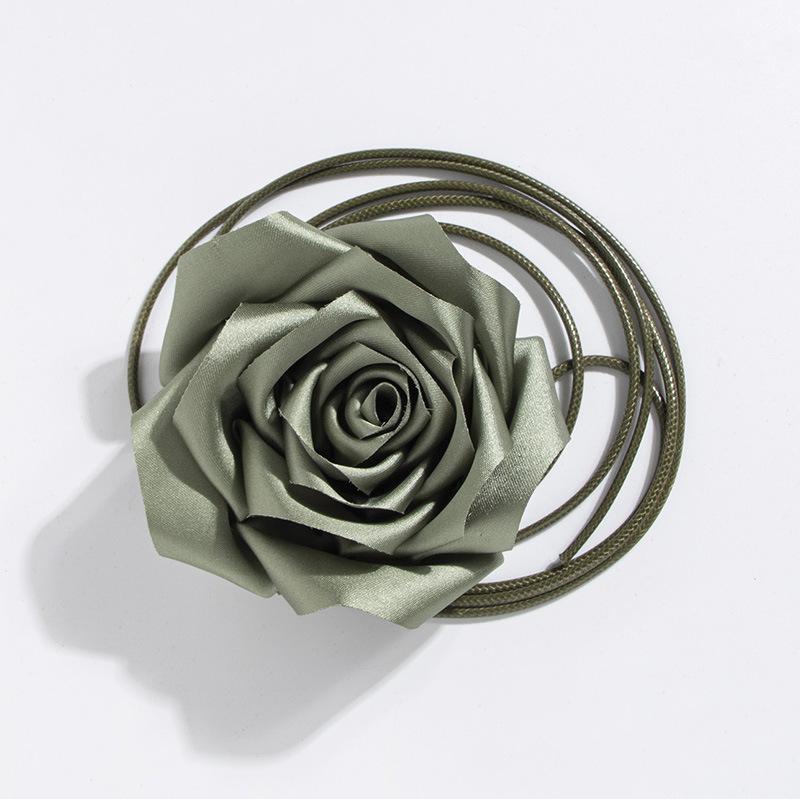New Women's Fashionable Large Flower Cloth Rose Knotted Decorative Necklace Exquisite Personalized Handmade Atmospheric Waist Rope