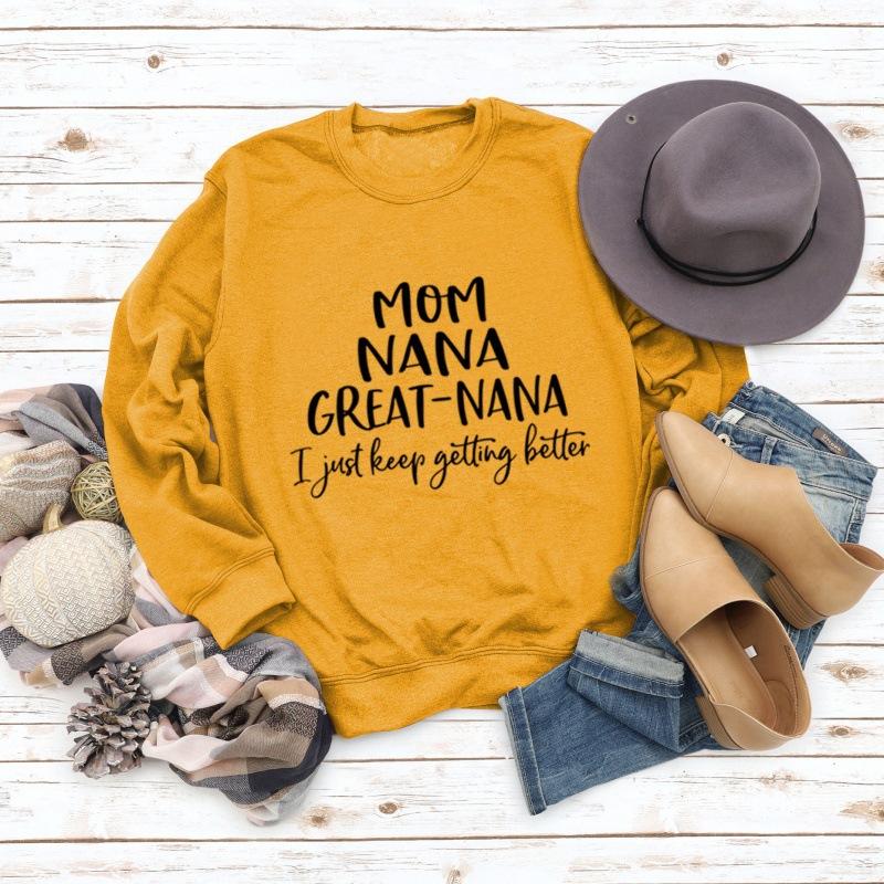 TOP MOM NANA GREAT NANA European and American alphabet fashion crew neck long-sleeved sweater independent station