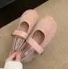 Suede red light mouth single shoes female spring and autumn new retro gentle fairy style casual soft flat Mary Jane shoes