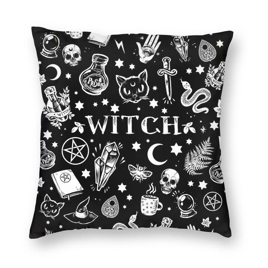 Witch Brujas Wicca Square Pillowcase Polyester Linen Velvet Pattern Zip Decor Throw Pillow Case Home Cushion Cover