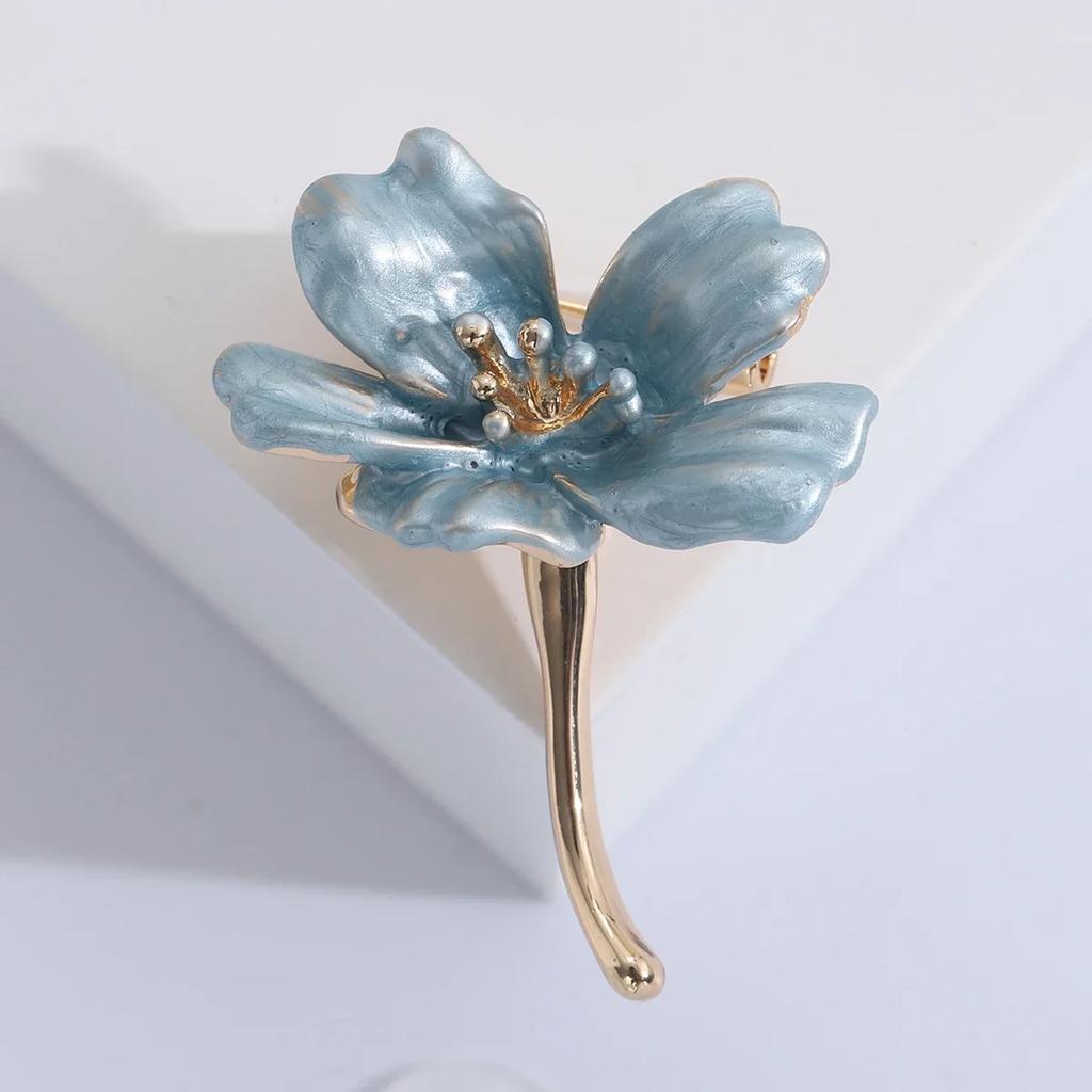Enamel Cherry Blossom Brooches for Women Trendy Flower Pin Plant Lapel Pins Event Funny Luxury Gifts New Year Friends Decoration