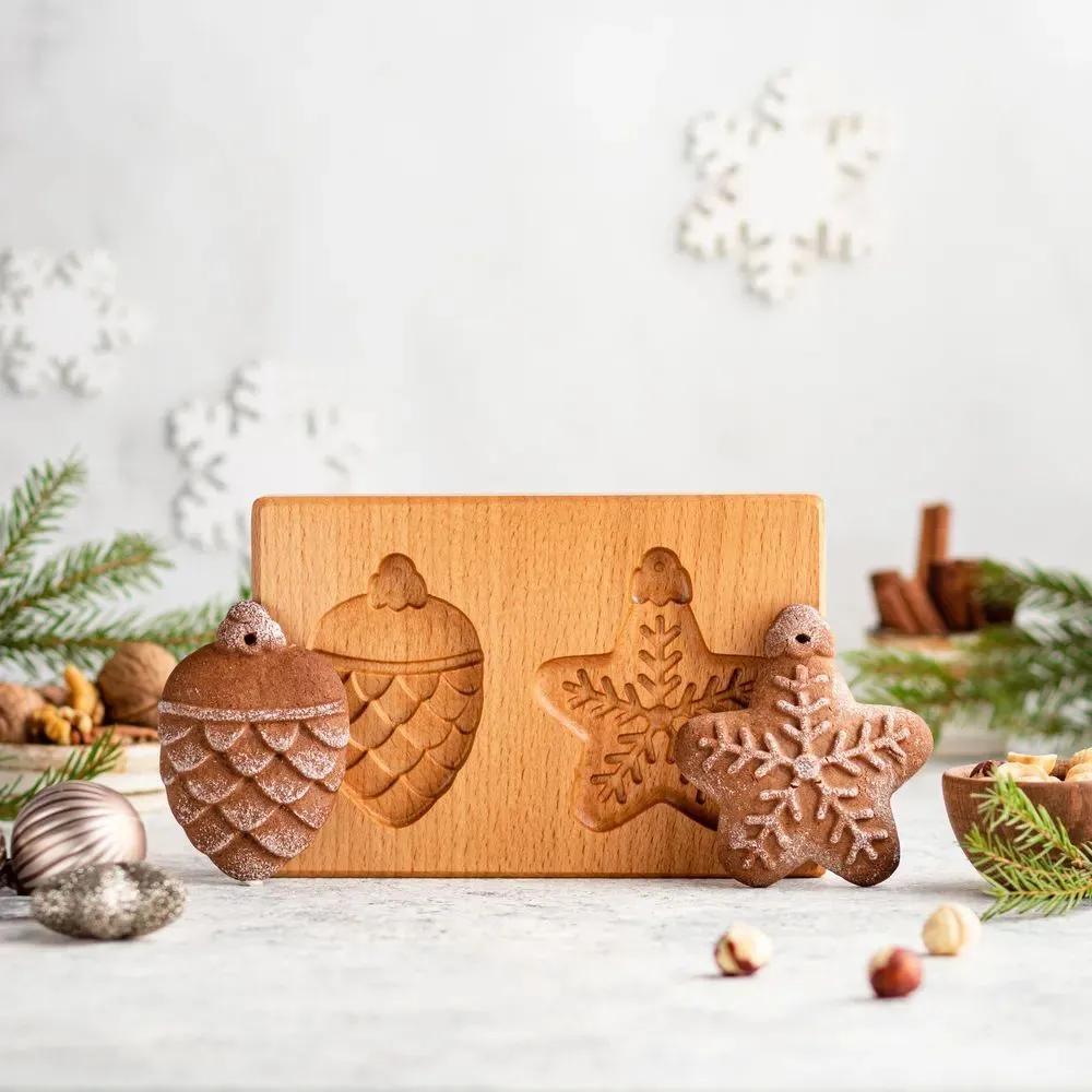 Round Baking  10cm x 15cm  Wooden Cookie Press