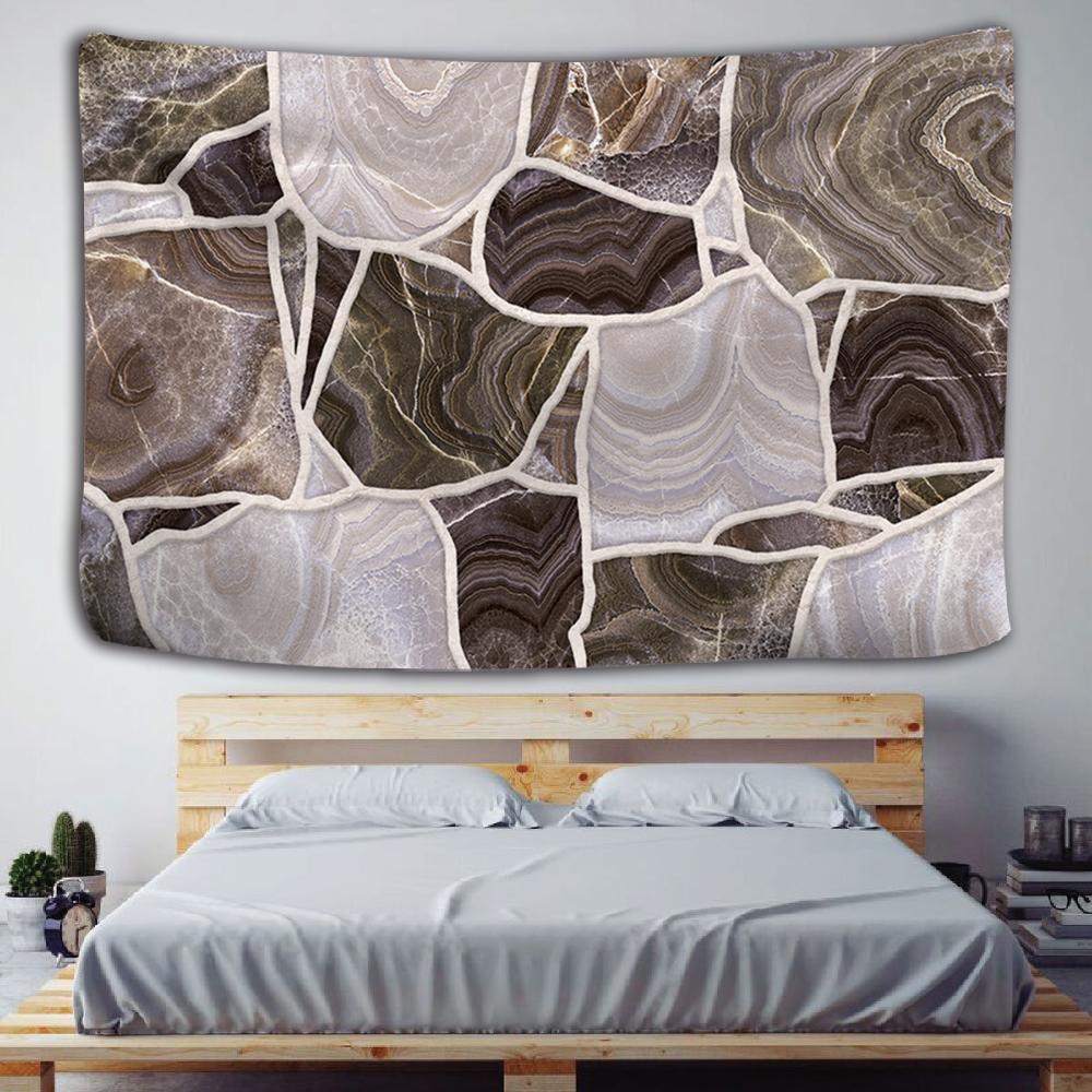 Bunte Stein Tapisserie Wandbehang Druck Retro Hippie Böhmisch Wohnzimmer TV Wanddeko Hintergrundtuch