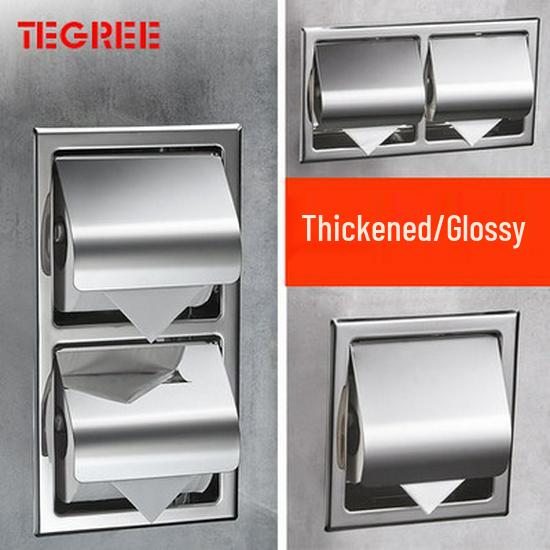 Stainless Steel Concealed Wall-Mounted Double Roll Tissue Holder