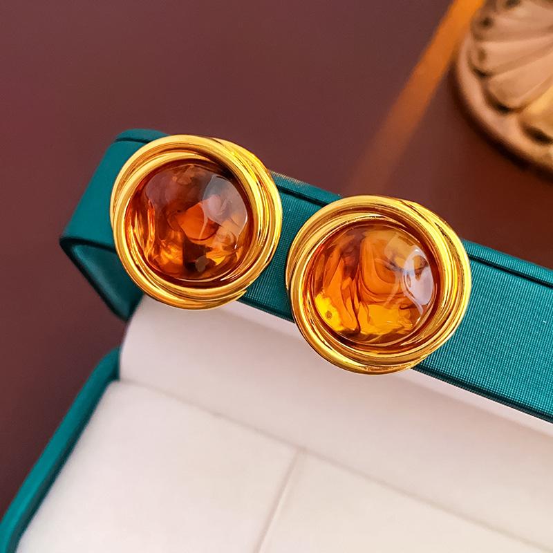 Silver Needle Diamond Round Stud Earrings Court Style Light Luxury Exquisite Earrings Design Sense Niche Earrings