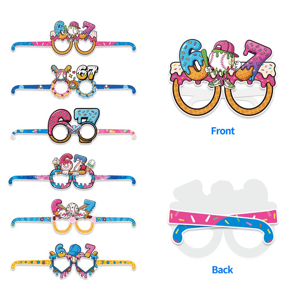 Creative 67 Themed Party Decorations Ice Cream Glasses Pink Blue Party Decoration Banner Includes Banner,Cupcake Toppers, Ballon