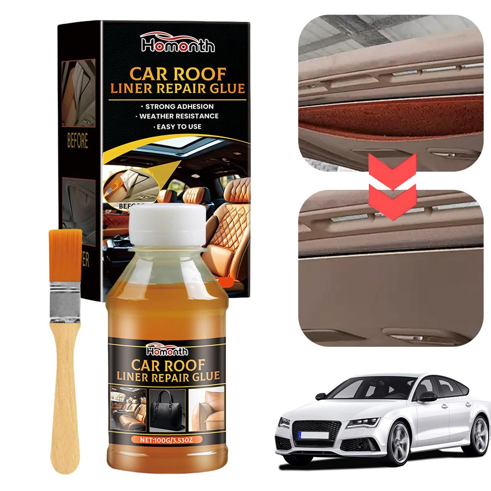100ml Autodachhimmel Reparaturkleber Starke Haftung Universeller Auto-Dachstoffkleber mit Pinsel für Stoffleder Reparatur