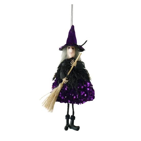Halloween Witch Hanging Decoration Flying Witches Doll Spooky Witch Figurine Garden Yard Haunted House Decor