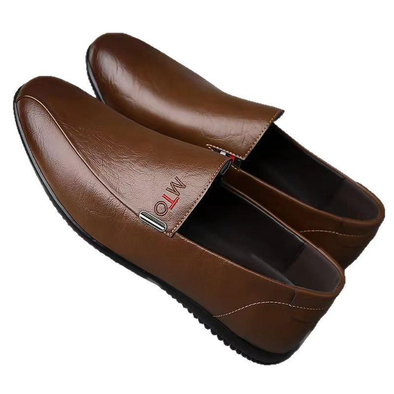 Men's 2024 new breathable casual Doudou shoes one-pedal leather shoes soft sole soft surface driving casual men's shoes