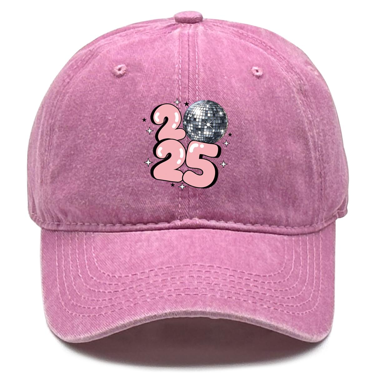 

2025 Disco Ball Print Snapback Baseball Hat, Flat Cap Sunshade Distressed Sun Protection Lightweight Snapback Sun Hat as the picture розовый