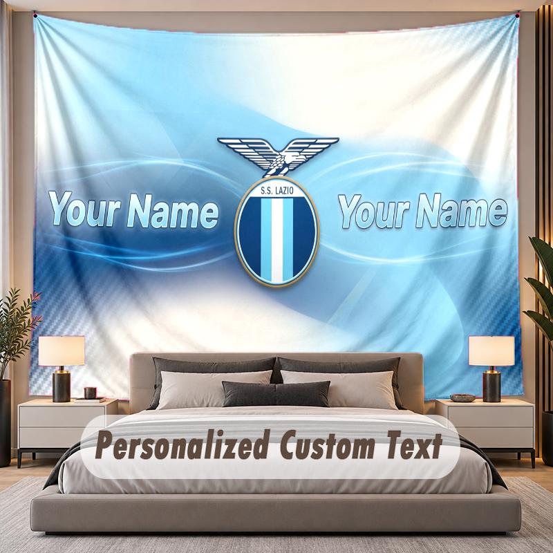 Custom Name Text Tapestry Lazio FC Personalized Polyester Wall Tapestry For Bedroom And Room