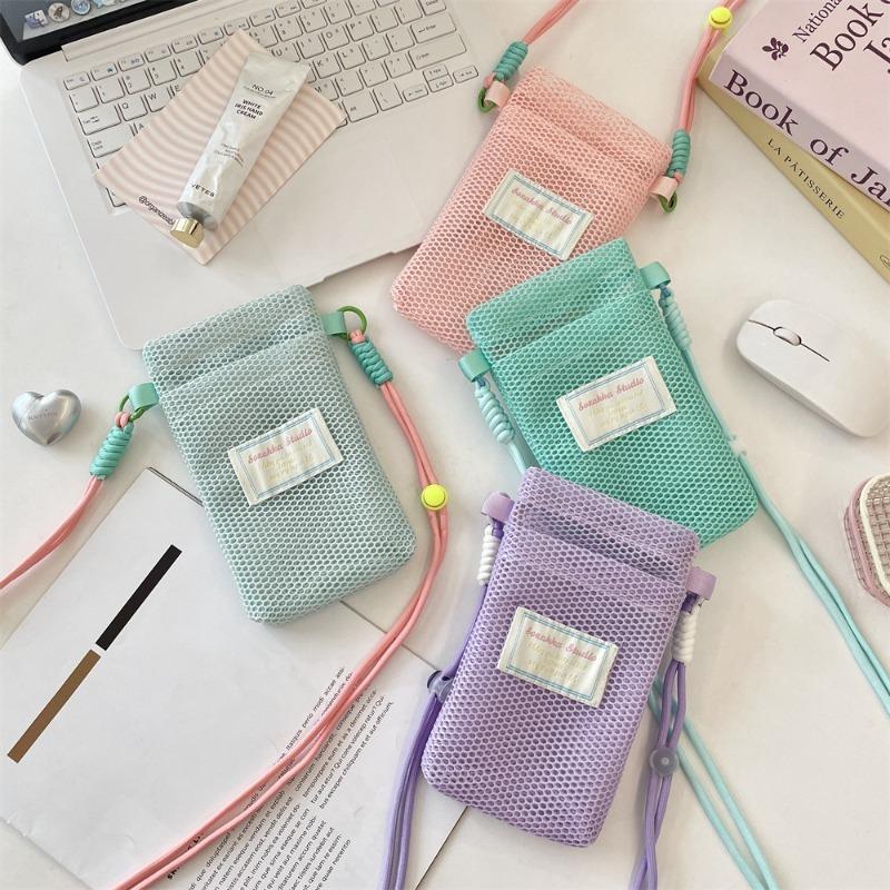 Summer New Fresh Mobile Phone Bag for Women Style Cute Shoulder Bag Crossbody Mesh Portable Cosmetics Storage Pouc Crossbody Bag
