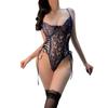 Sexy Lingerie Women's Pure Lace One-piece Hollow Chest Tights Uniform Free