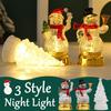 Christmas Decoration Snowman Night Light LED Tabletop Decor Cute Snowman Figurine For Holiday Perfect Gift Xmas Party Home Office Decor