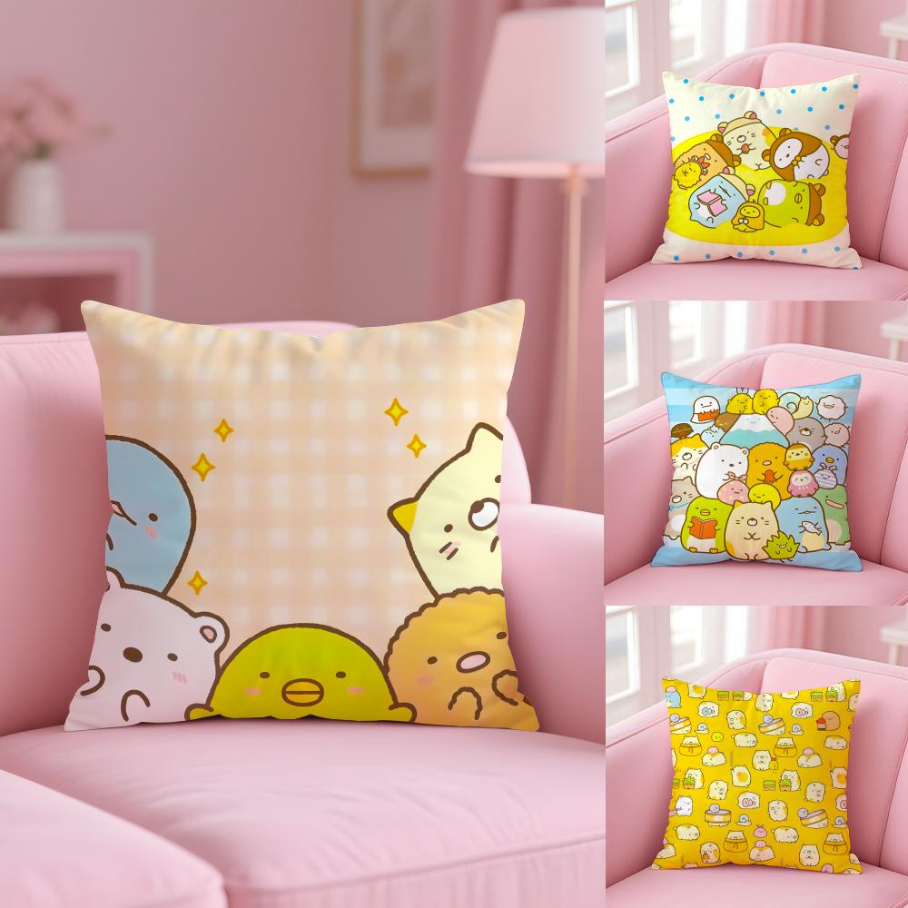 S-Sumikko Gurashi Exquisite Pillow Case Soft Plush Fabric Double-Sided Printed Cushion Cover Warm Winter Sofa Pillow Case