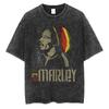 Vintage Spłowiony T-shirt Bob Marley Męski Punk Hip Hop Krótki Rękaw Koszulki Unisex Wysoka Jakość Oversize Koszulki Y2k Streetwear