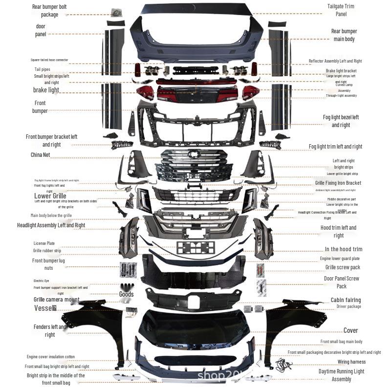 Body Kit for 08-14 Vellfire Models: Upgrade to 23+ M Version with Front & Rear Bumpers, Headlights (20L, 40 Series)