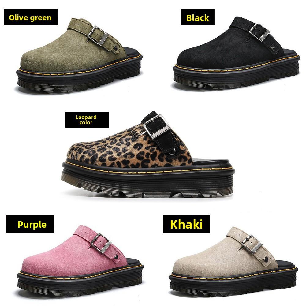 Halbsohlenschuhe für Damen und Herren - Zum Hineinschlüpfen, mit Wildleder überzogene Mules von Kopf bis Fuß - Lässige und modische Sandalen mit dicker Sohle