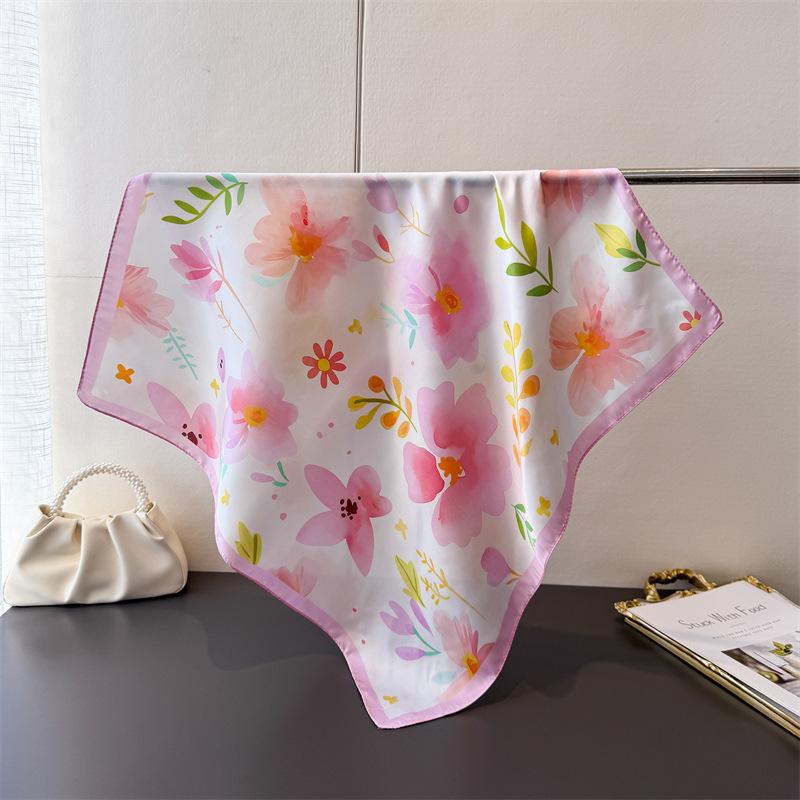 Spring and floral print silk 70cm square scarf shawl versatile high-end tie scarf neck kerchief women's scarf shawl