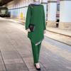 Muslim Arab Split Two Piece Set Tops & Pants Simple Ramadan Moroccan Islamic Middle East Clothing Dress Set for Women