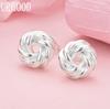 925 Sterling Silver Braided Pierced Earrings Fashion Wedding Jewelry