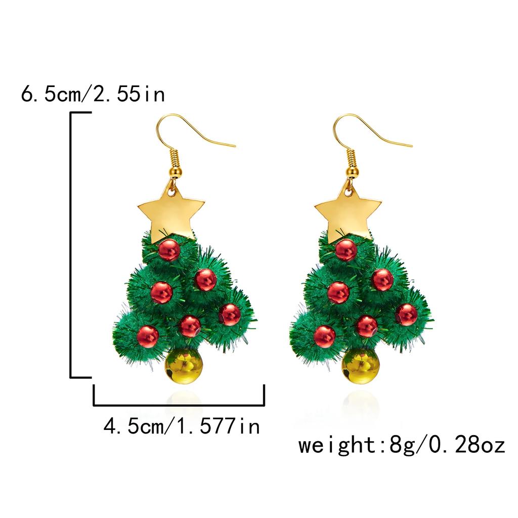 Creative Green Color Xmas Garland Bow Bell Pendant Earrings for Women Fashion Christmas Tree Earrings New Year Ear Jewelry Gift