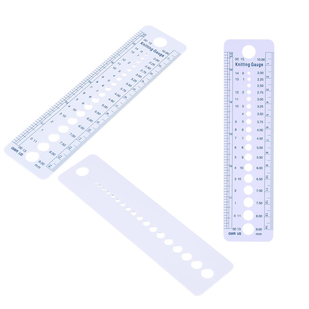 Plastic Knitting Needle Gauge Ruler Inch Cm Sewing Tools US UK Canada Sizes 2 10mm