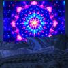 Blacklight Trippy Mandala Tapestry, Boho Black Light Posters for Adults UV Reactive Room Decor for Bedroom Wall