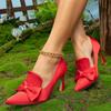 Fashion Women Shoes Loafers High Heel Pumps Bowtie Stiletto Heel Party Wedding Office Ladies High Heel Slip On Shoes