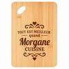 Cutting Board - PLANETEE - Best When Morgane Cooks - Bamboo 30x20x1 Cm - Hole 24 Mm - Rounded Edges