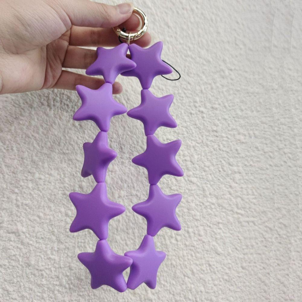 

Cute Stars Phone Lanyard Bright Color Silicone Phone Chain Sweet Beads Key Chain Girl фиолетовый
