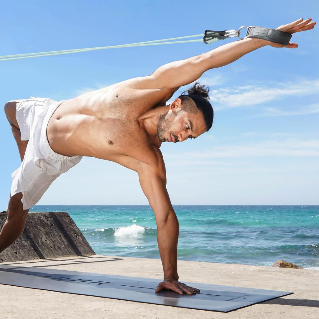 TRNR Trainer Training Tubes, 3-Piece Set with Bands, Pilates, Strength Training, Strengthening Arms and Legs, Elastic